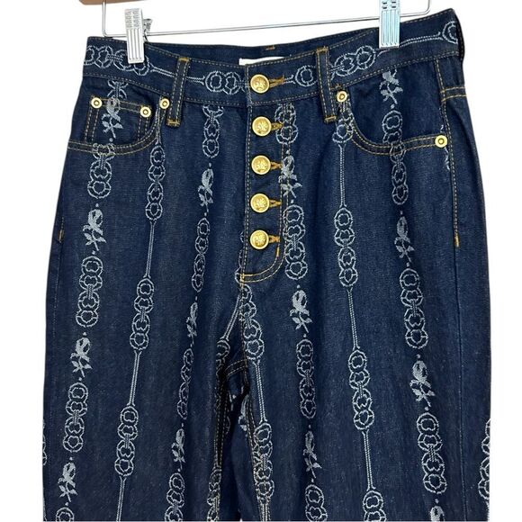 NWT TORY BURCH Gemini Link Bloom Jacquard Denim Pant Jeans Womens Size 26 - Picture 5 of 12